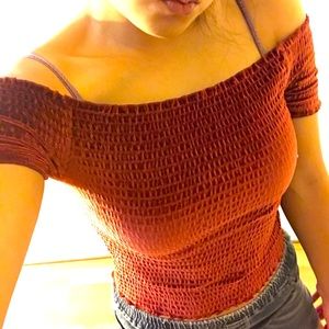 Burgundy off the shoulder top